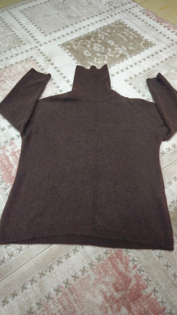 Kahverengi Boğazlı Kadın yün Kazak - Görsel 2