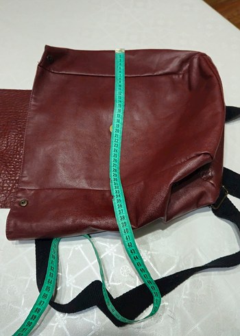 Bordo Deri Tokalı Kadın Sırt Çantası - Görsel 5