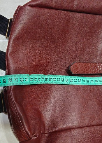 Bordo Deri Tokalı Kadın Sırt Çantası - Görsel 3