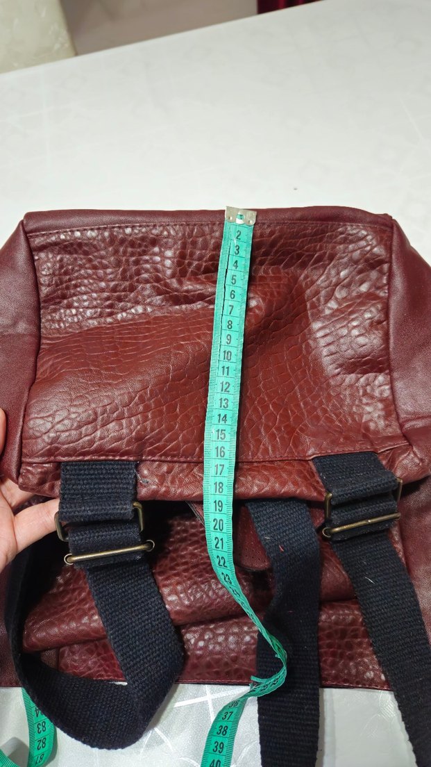 Bordo Deri Tokalı Kadın Sırt Çantası - Görsel 4