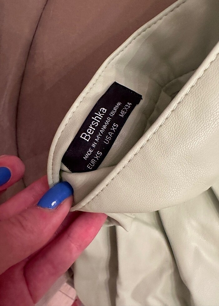 Bersha yeşil deri etek - Görsel 2