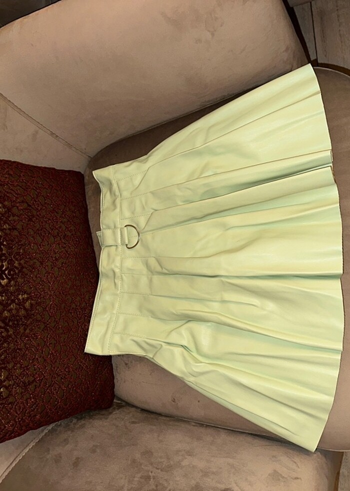 Bersha yeşil deri etek - Görsel 4