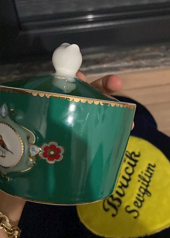 Koyu Yeşil Kapaklı Porselen Kupa