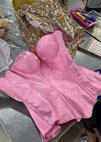 Parlak Pembe Mini Straplez Bustiyer - Görsel 5