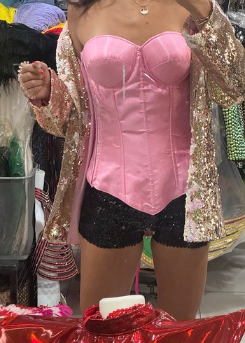 Parlak Pembe Mini Straplez Bustiyer - Görsel 2