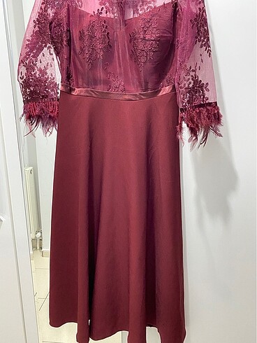 Efsane bordo renk elbise - Görsel 5