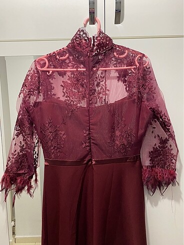 Efsane bordo renk elbise - Görsel 9