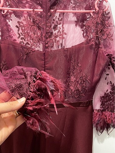 Efsane bordo renk elbise - Görsel 8