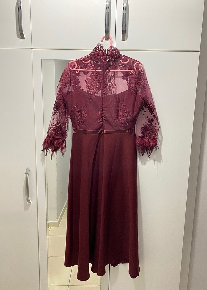 Efsane bordo renk elbise - Görsel 2