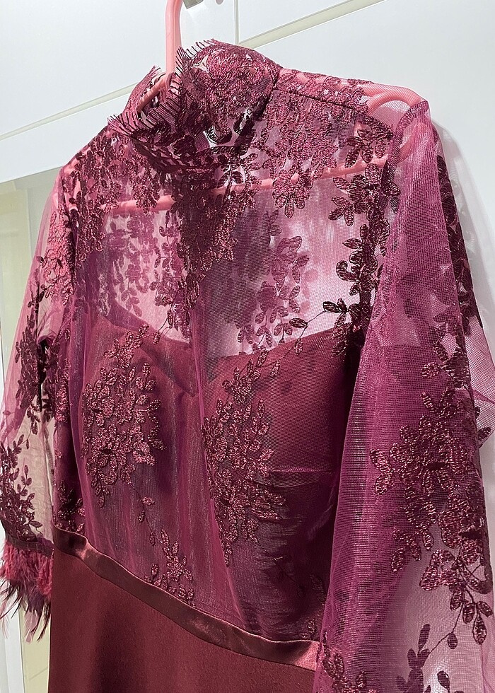 Efsane bordo renk elbise - Görsel 4