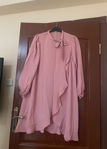 44 Beden Tuğba Marka Pembe Uzun Kollu Drapeli Bluz