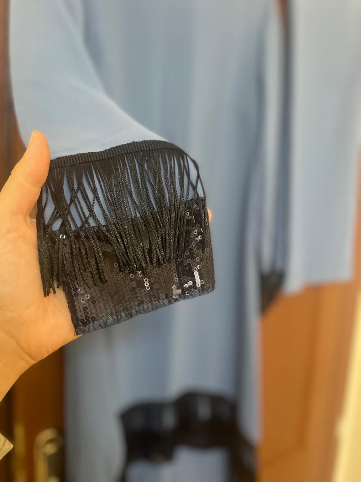 Püsküllü Uzun Kollu Mavi Kadın Takım - Görsel 3