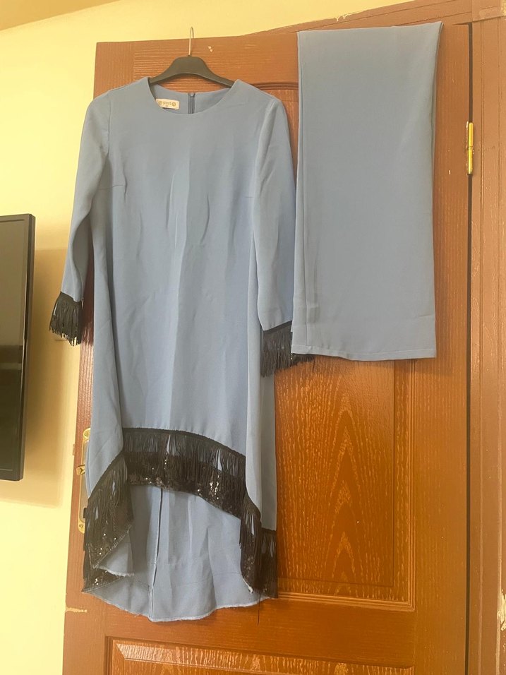 Püsküllü Uzun Kollu Mavi Kadın Takım - Görsel 4