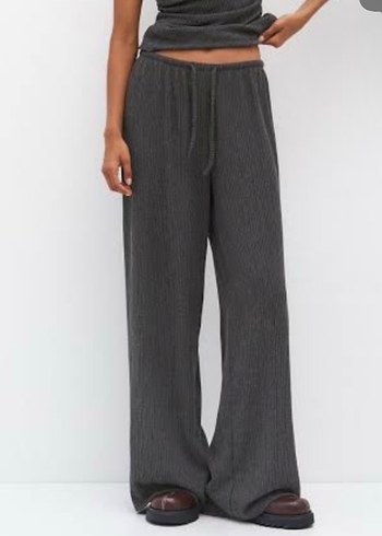 s Beden gri Renk Bol Kesim Rustik Kadın Pantolon Pull and bear