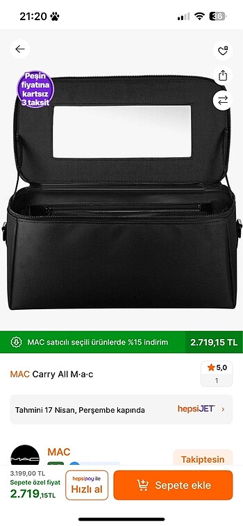  Beden siyah Renk Mac makyaj çantası