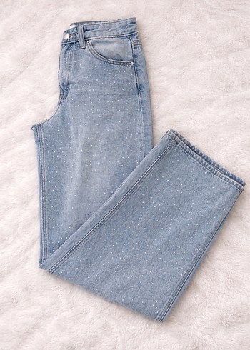 Mavi Payetli Loose Fit Denim Pantolon - Görsel 2