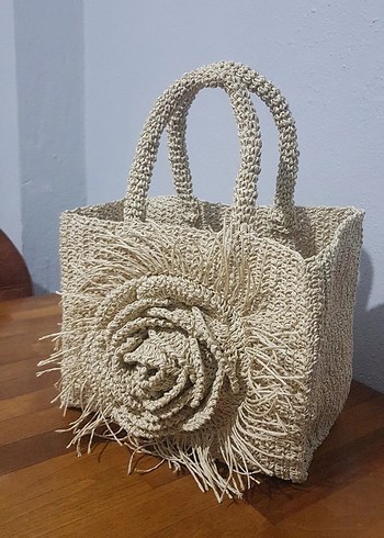 Zara Bej Örgü Bohem Kadın Çanta
