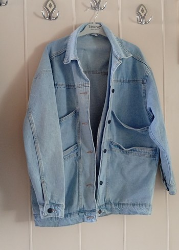 Mavi Düğmeli Midi Denim Ceket