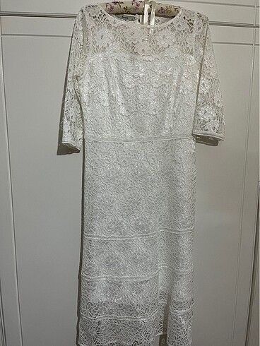 Nikah nişan söz elbisesi beyaz dantelli Seçil marka