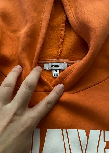 Mavi Jeans Mavi Baskılı Kahverengi Kapüşonlu Sweatshirt