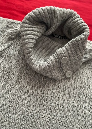 Gri Bohem Midi Triko Elbise - Görsel 3