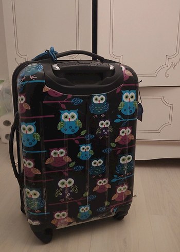 Bohem Tarz Çok Renkli Baykuş Desenli Valiz - Görsel 3