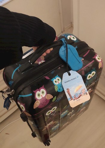 Bohem Tarz Çok Renkli Baykuş Desenli Valiz - Görsel 8