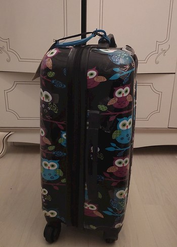 Bohem Tarz Çok Renkli Baykuş Desenli Valiz - Görsel 2