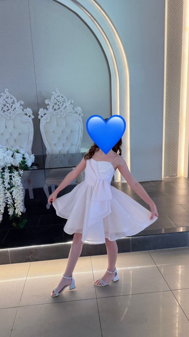 Beyaz Straplez Çocuk Abiye Elbise - Görsel 2