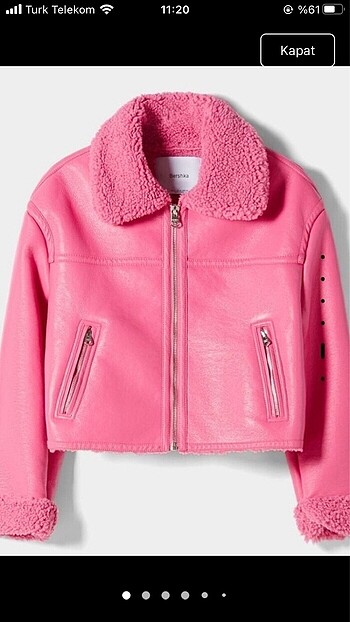 Bershka deri kaban pembe