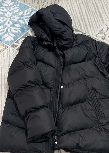 Diğer Siyah Kapüşonlu Fermuarlı Kadın Mont
