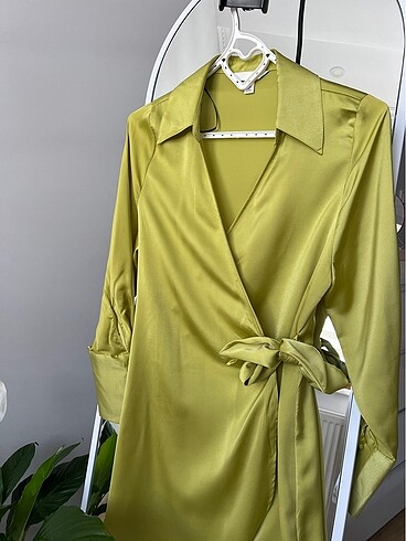 H&M Yağ yeşili tunik elbise