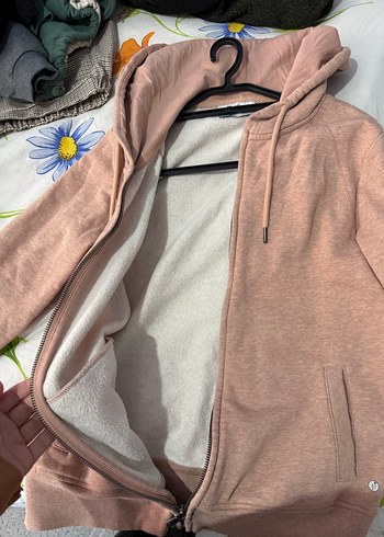 C&A Bej Kapüşonlu Fermuarlı Kadın Sweatshirt Hırka