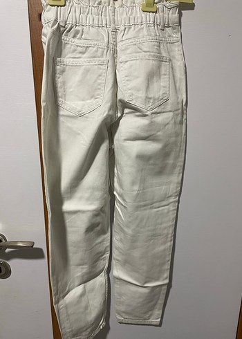 Düğmeli Beyaz Kadın Pantolon - Görsel 5