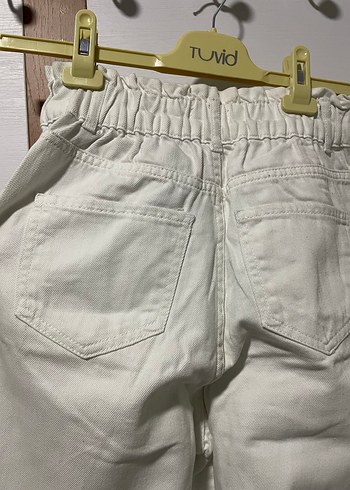 Düğmeli Beyaz Kadın Pantolon - Görsel 6