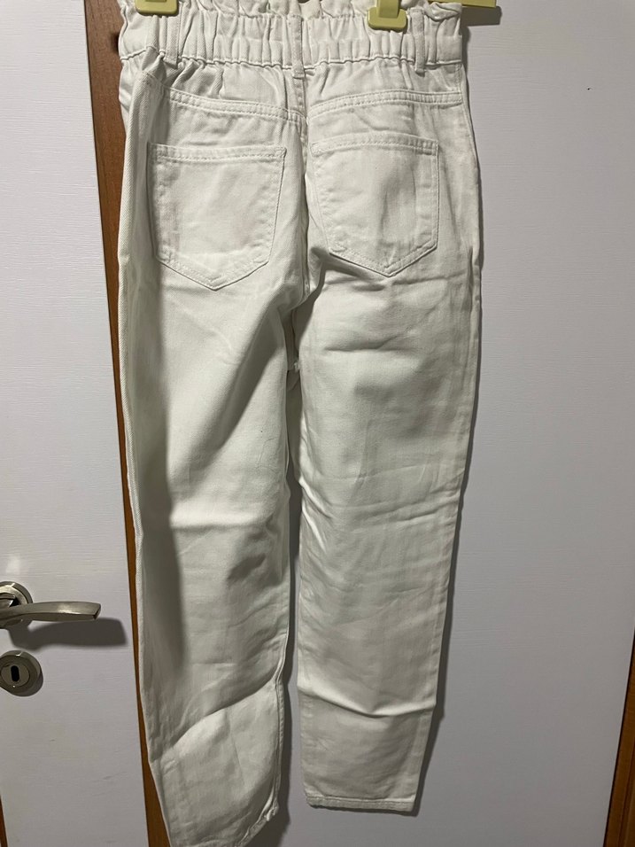 Düğmeli Beyaz Kadın Pantolon - Görsel 5