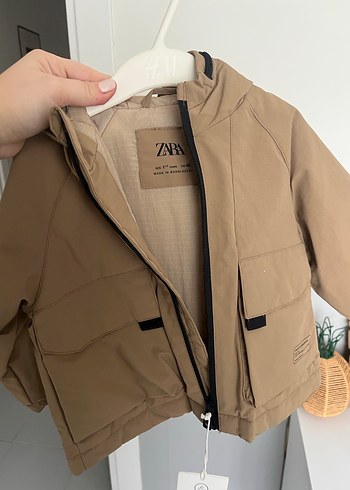 Bej Fermuarlı Erkek Çocuk Kapüşonlu Ceket - Görsel 3