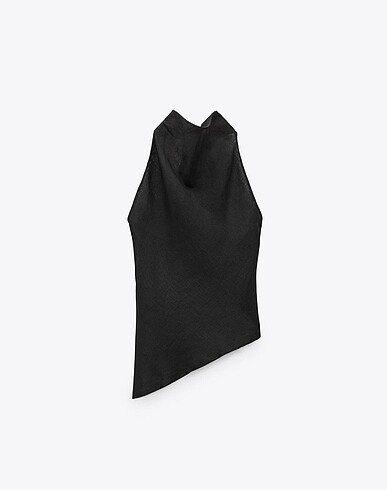 Zara Keten Boyundan Bağlamalı Top