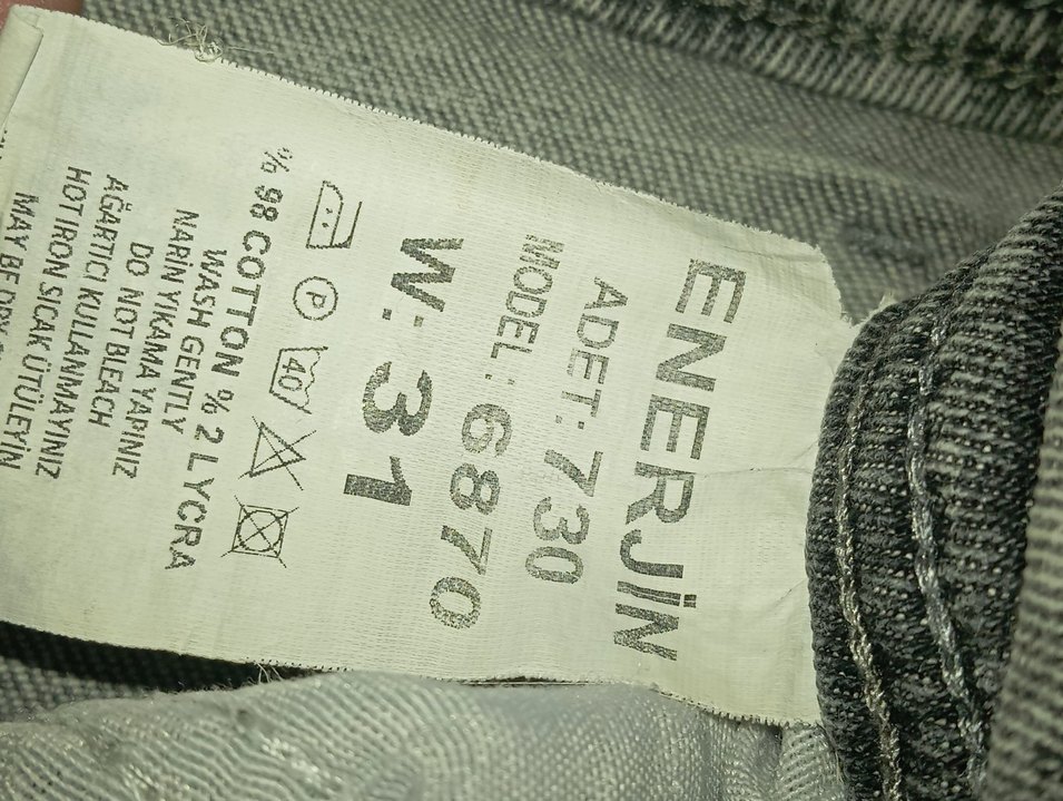 Düğmeli Gri erkek Kot Pantolon - Görsel 4