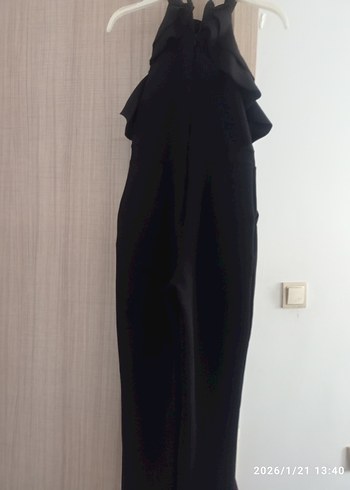 Siyah Fırfırlı Midi Kadın Elbise - Görsel 4