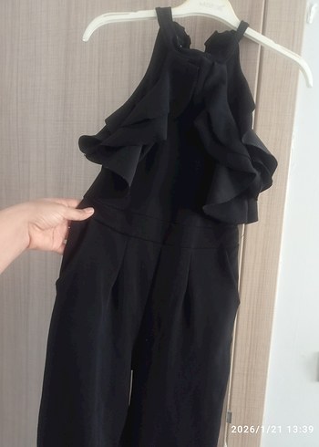 Siyah Fırfırlı Midi Kadın Elbise - Görsel 7