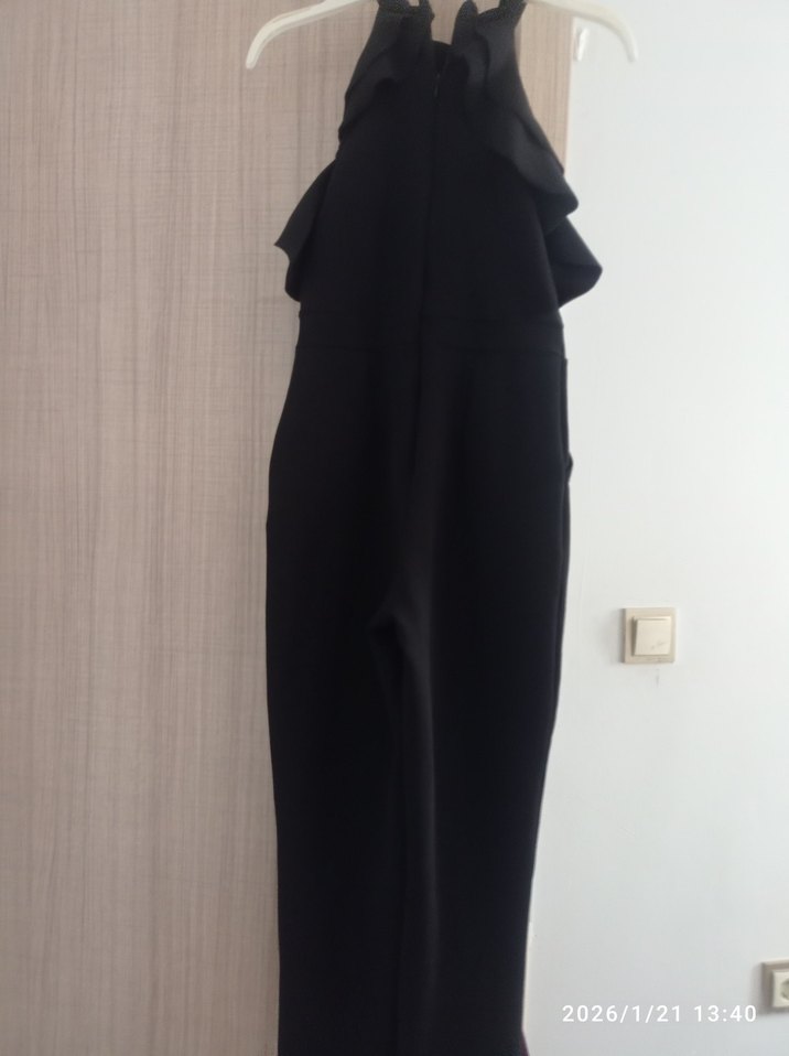 Siyah Fırfırlı Midi Kadın Elbise - Görsel 4