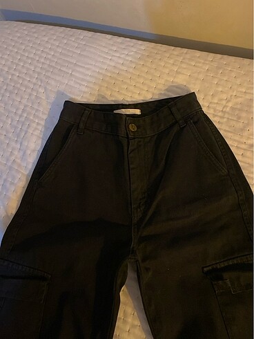 34 Beden Siyah kargo jean
