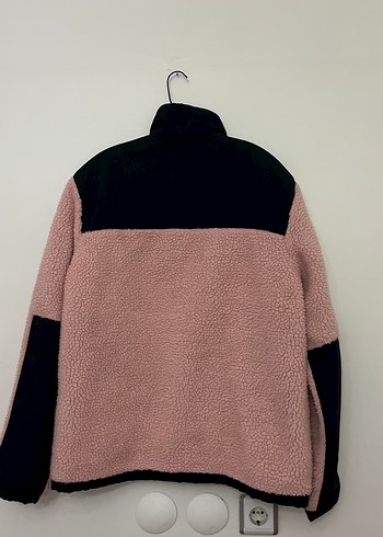 H&M Fermuarlı Pembe Siyah Polar Ceket