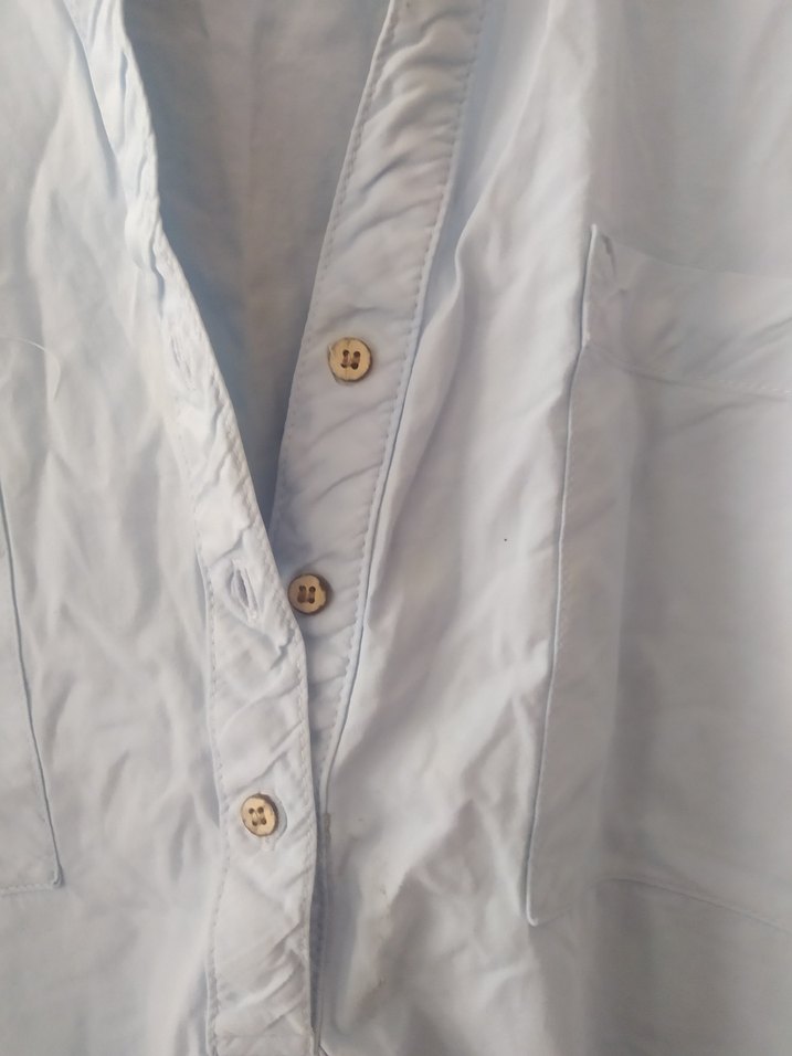 Mavi Keten Uzun Kollu Salaş Gömlek - Görsel 5