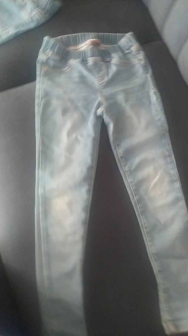 Kız Çocuk Mavi Dar Kesim Denim Pantolon - Görsel 3