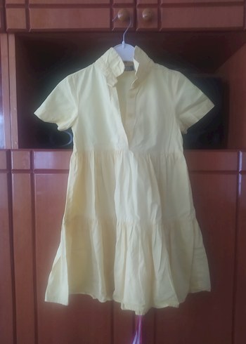 Kısa Kollu Beyaz Keten Kız Elbisesi - Görsel 4