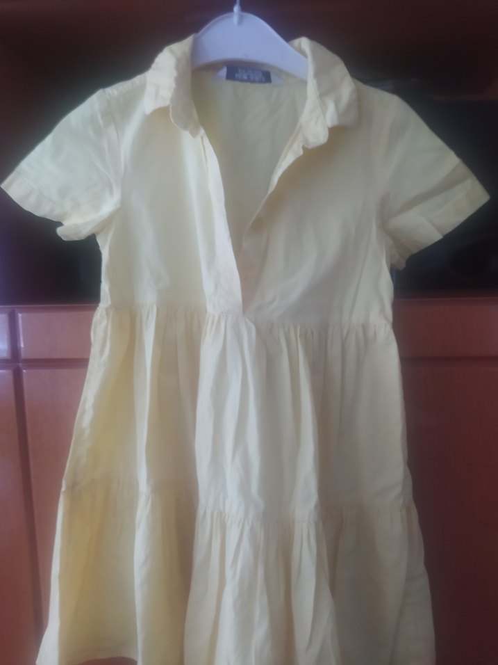 Kısa Kollu Beyaz Keten Kız Elbisesi - Görsel 2