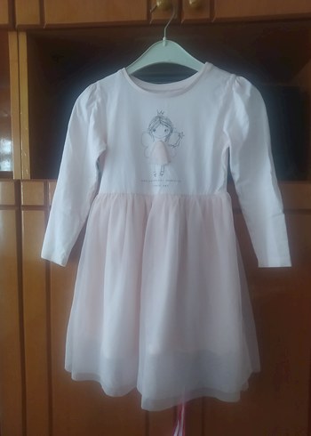 Uzun Kollu Beyaz Kız Elbisesi Fırfırlı - Görsel 3