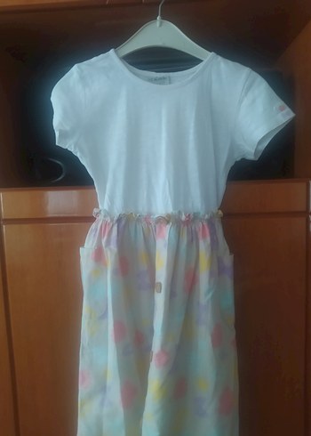 Kız Çocuk Beyaz Renkli Fırfırlı Elbise - Görsel 2